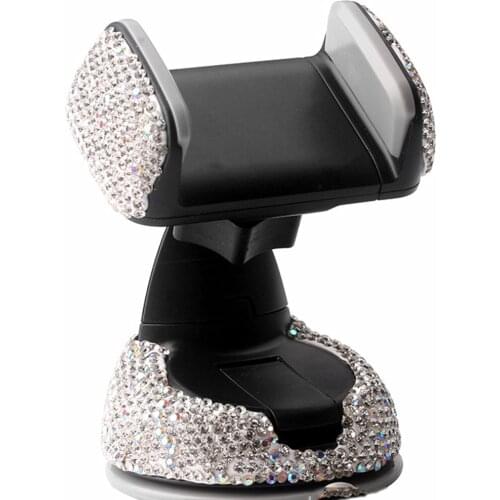1PC Diamond-studded Car Suction Cup Rotating Mobile Phone Holder Multi-function Air Outlet Navigation