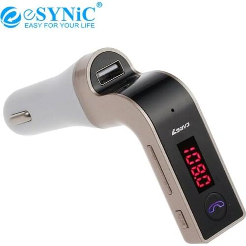 ESYNiC CH Car Wireless Bluetooth-compatible Transmitter Kit LCD Hands-Free FM Stereo speaker Audio Adapter for MP3 Music Player