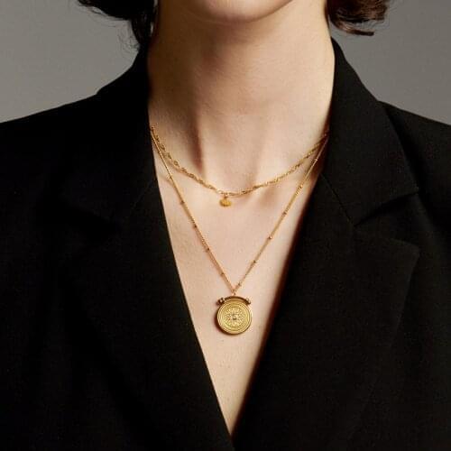 Timeless Wonder Layered Sunburst Coin Chains Choker Necklace Women Stainless Steel Jewelry Punk Top Boho Gothic Designer 2166