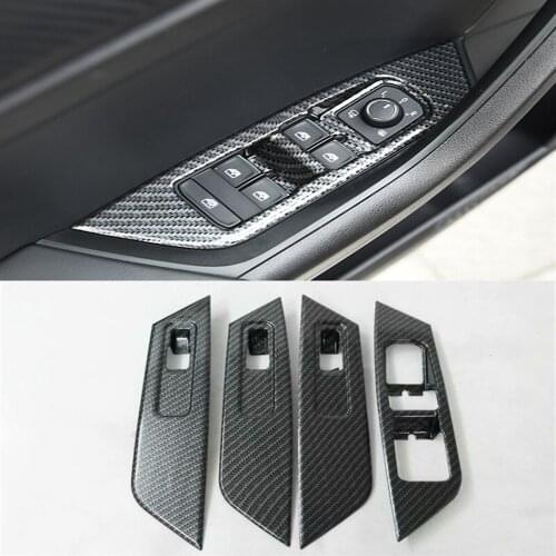 For Skoda Kodiaq 2017 2018 2019 accessories Carbon Fiber Car Armrest Window Switch Button Lift Panel Frame Trim Styling LHD