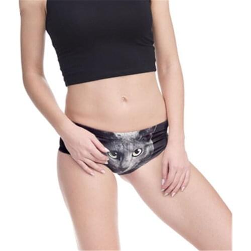 Women Underwear Green Eyes Black Cats 3D Printing Sexy Panties Panty Interior Mujer Bragas Culotte Femme Briefs Lingerie
