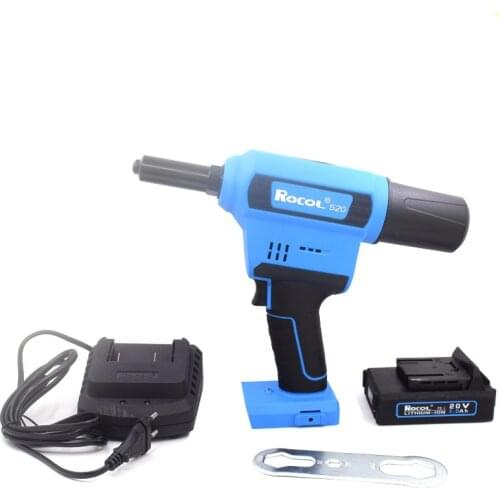Electric Rivet Gun Power Riveting Tool Automatic Blind Riveter Rivet Nut Gun 1/4" Capacity Steel Aluminum Rivet Charger Battery