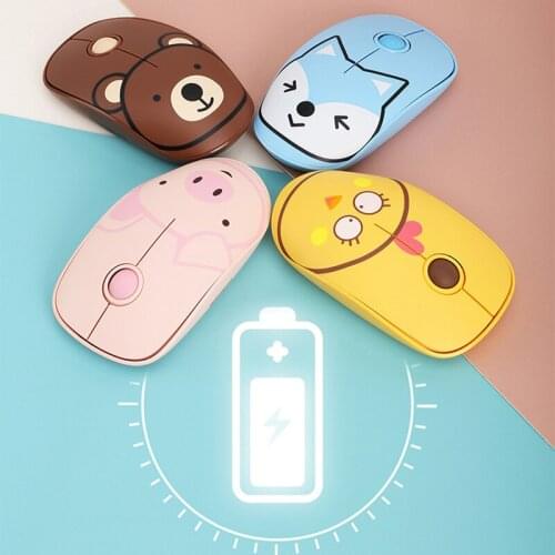 2.4G Wireless Mouse Pad Set Cute Cartoon Silent Computer Mouse 1600 DPI Ergonomic Optical Mouse USB Receiver For Laptops