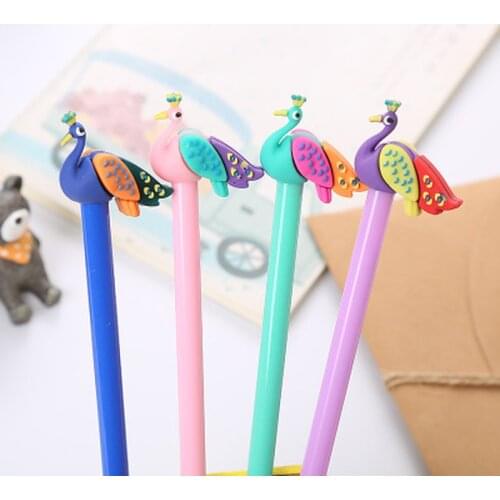 Peacock Gel Pen 0.5mm Cute Stationery Gel Pens Student Cartoon Kawaii Pen Black Signing Pens Kawaii School Supplies