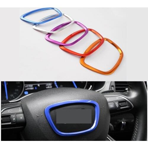 Chrome Steering Wheel Center Emblems Logo Frame Trim Cover Sticker For Audi A3 A4L A6L A8L Q3 Q5 Q7 A8 Car Styling