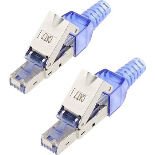 Cable Matters 2-Pack Tool-Free Shielded RJ45 Cat 7 / Cat6A Termination Plug Cat7 Plug / Cat7 Connector Modular 23/24AWG
