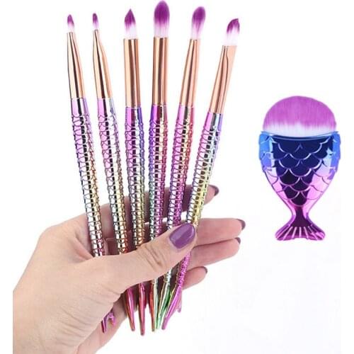 Makeup Brush Natural Makeup Brush Tool Kit Mermai Cosmetics Liquid Foundation Set Bronzer Eyeshadow Lip Artist Mermaid Highlight