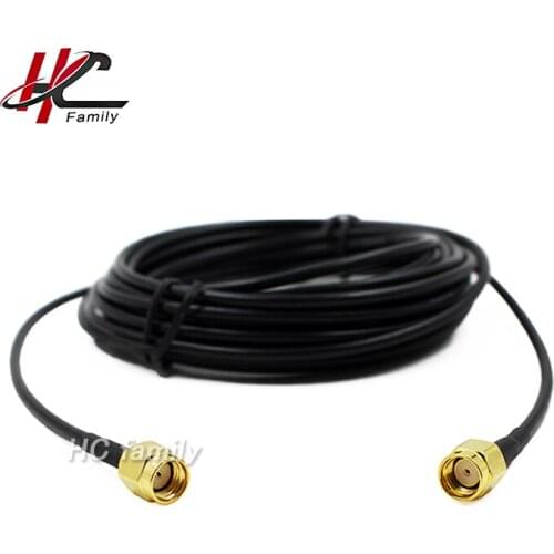 1m 3.3 ft RP-SMA Male to RP-SMA Male Adapter Connector RG174 Coaxial Cable Black