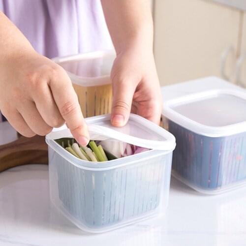 Hot Food Container Kitchen Drain Box Food Storage Sealed Freezer Storage Durable Box Kitchen Organizer Fridge Storage Shelf Box