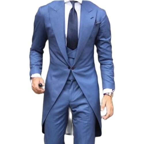 Handsome Morning Style Groom Tuxedos Men Prom Business Suits Coat Waistcoat Trousers 3 Piece (Jacket+Pants+Vest+Tie) K:1388