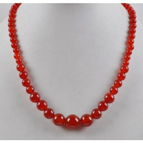 Red Carnelian Graduated Round Beads Graduated Necklace 18 Inch Jewelry F202