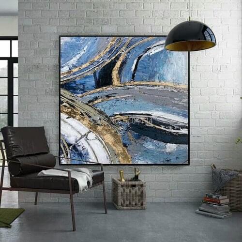 Best Selling Hand-painted Thick Textured Abstract Oil Painting on Canvas Pop Fine Art Abstract with Gold Foil Oil Painting