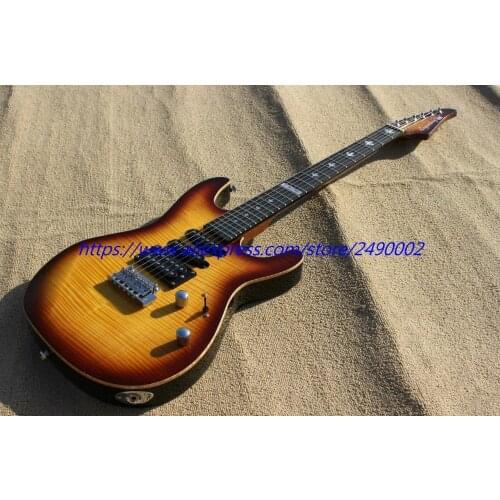 Best OEM customised Electric guitar,tobacco burst, body top flame,ebony fingerboard,high quality.Real photo shows