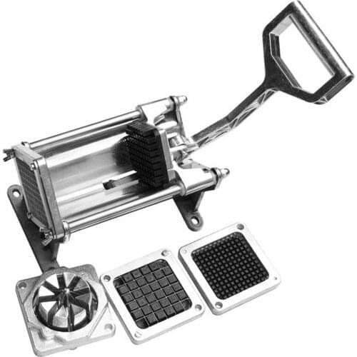 Potato Cutter Fruit Vegetable French Fry Chopper Tool with 4 Blades Manual Cutter Tool 7x7mm