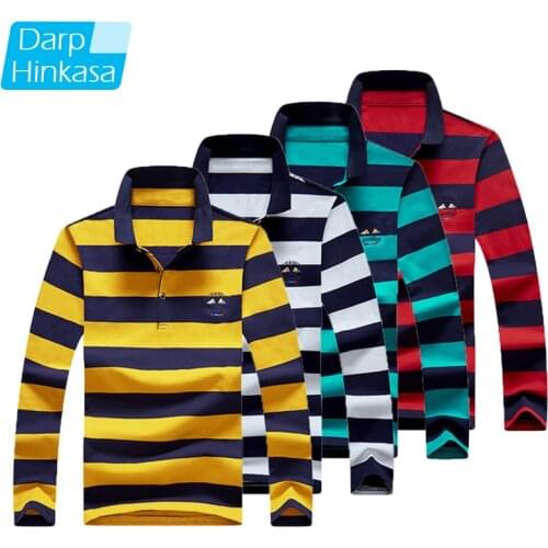 Men Polo Shirt Long Sleeve Shirt 2020 Spring Autumn Cotton Embroidery Warm Casual Fashion Stripe Polo Shirt Men