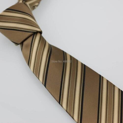 Coachella Mens ties Coffee With Tan Black Diagonal Stripes Jacquard Woven Necktie Formal Neck Tie for men dress shirts Wedding