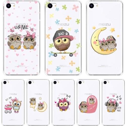 Soft Phone Case Silicone For Meizu 16th 16x 15 Lite 16 Plus Owl Moon Heart Love Kawaii Back Cover For Meizu Pro 6 7 Plus U10 U20