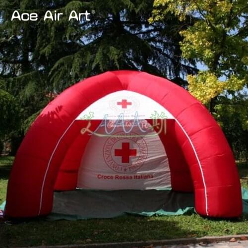 New arrived 6m diameter 4 red beams/legs event inflatable spider tent air dome medical rescue first aid tent for sale