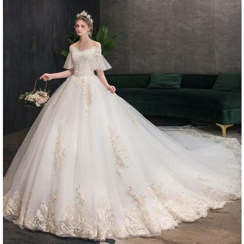 Main Wedding Dress 2020 Bride Simple Temperament Luxury Mori Fantasy Super Fairy High Waist Pregnant Cover Belly Wedding Dress