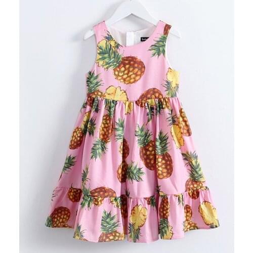 Girls Dresses 2020 European And American Style Children Sleeveless Pineapple Pattern Princess Dress Kids Dress Clothes