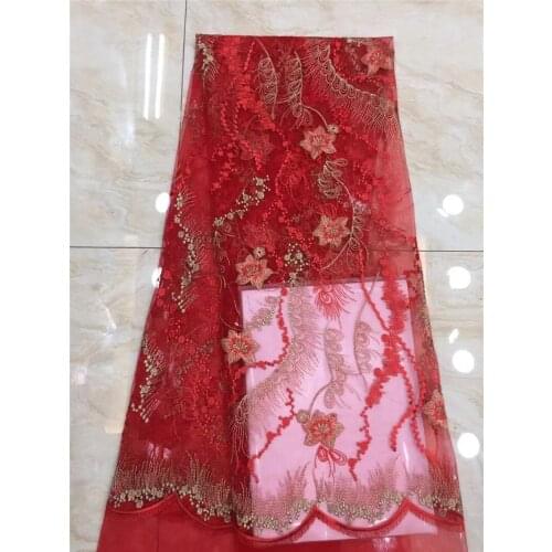 Good looking design unique African net lace French tulle embroidery lace fabric YG-565