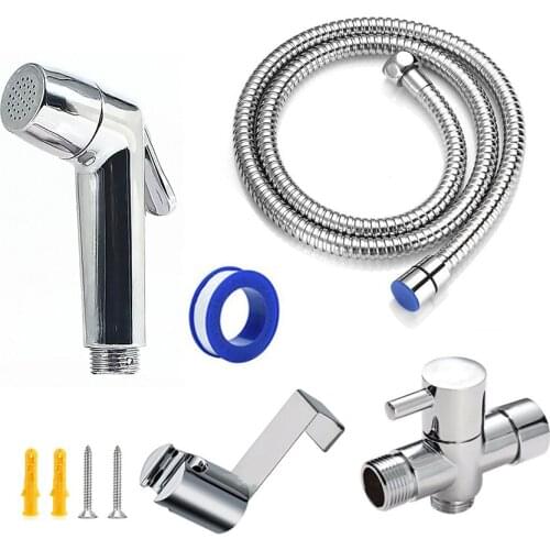 Handheld Shower Head Douche Toilet Bidet Spray Wash Jet Shattaf with 1.5 meter Stainless Steel Hose
