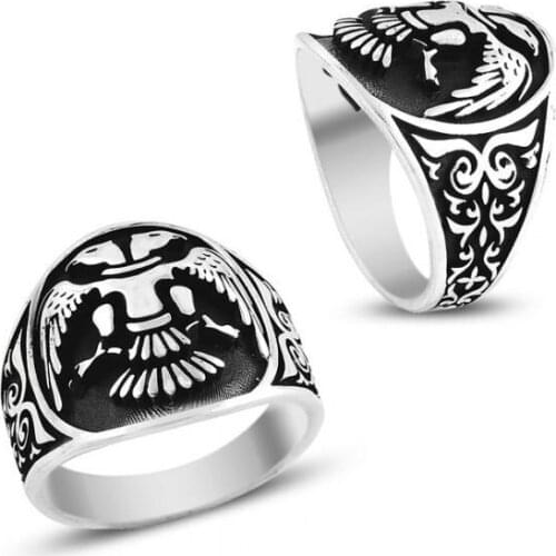 Double-Headed the Seljuk Eagle Motif Silver Ring