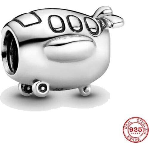 New 925 Sterling Silver Bead Airplane Travel Charm DIY fine beads Fit Original Pandora Charms Bracelet Jewelry 2021