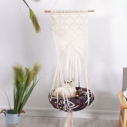 Nordic Cat Swing Cage Handmade Macrame Pets Support Hanging Pet Cats House