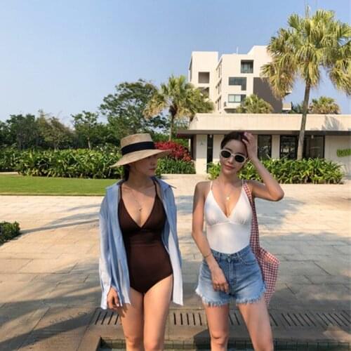 Korean Style One Piece Swimwear Solid Swimwear Push Up Swimsuit High Quality Bathing Suit sexy Monokini Beachwear 2021 New