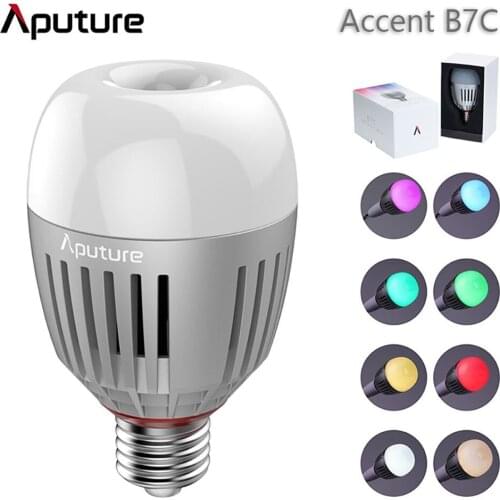 Aputure Accent B7c 7W LED Smart Light Bulb RGBWW CRI 95+ TLCI 96+ 2000k-10000K Adjustable 0-100% Stepless APP Control/Battery