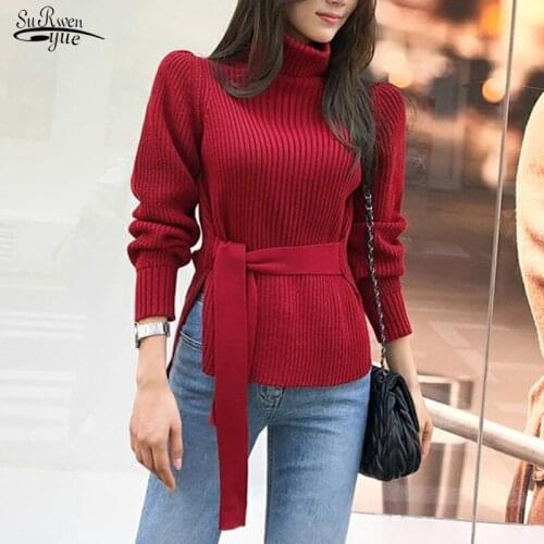 Pink Black Cropped Blusa Tricot Turtleneck Pullover Sweater Fall 2021 Korean Style Women Ropa Invierno Mujer Elegant Pull 16489