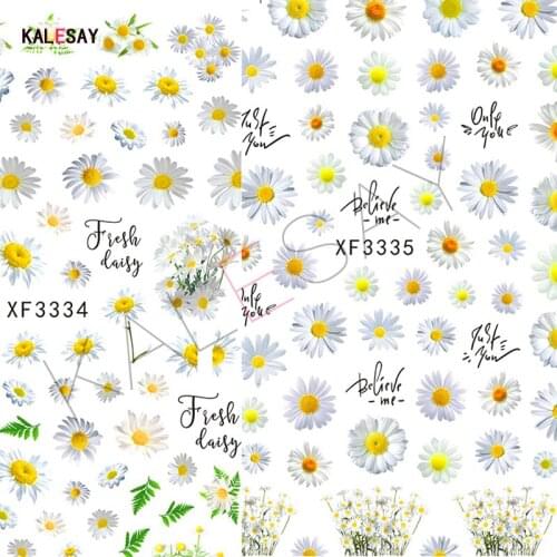 Spring Daisy Nail Art Sticker Decoration Manicure Design Flower Nail Sticker Art Decal Beautiful Green Leaf Decal Nails