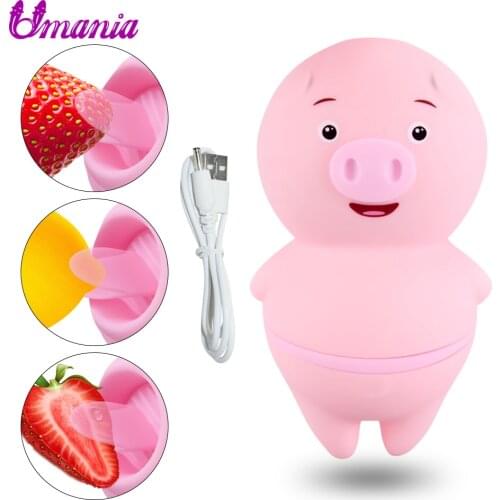 Tongue Vibrator Sex Toys For Women Cute Pig Oral Sex Licking Toy Nipple Massager Clitoris Stimulator Female Masturbator