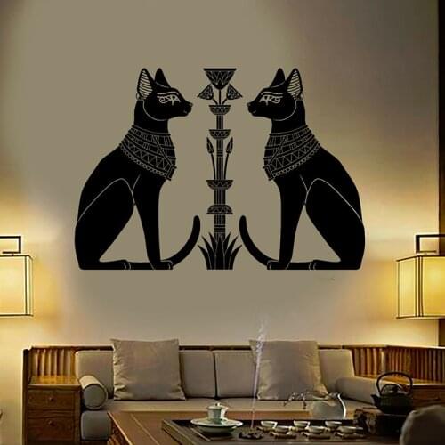 Vinyl Wall Decal Egyptian Cats Bastet Ancient Egypt God Wall Stickers for Home Living Room Bedroom Decoration Stickers C032