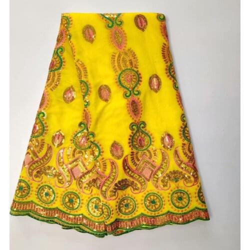 Yellow Velvet Lace Fabric with Sequins African Mesh Lace 2019 High Quality Sequins Lace Fabrics for Bridal Lace Materials 5yards