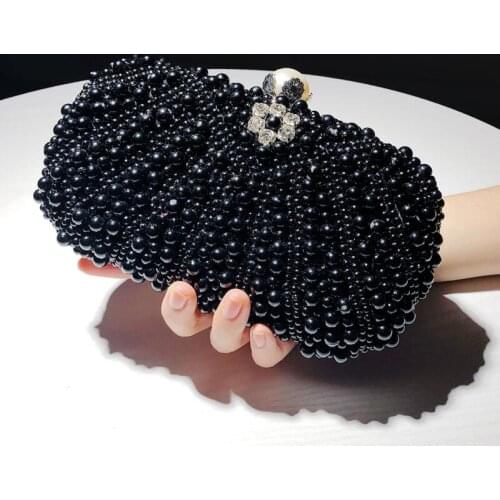 Ladies' Evening Bag New 2021 Female Coin Purse Fashion Pearl Rhinestone Clutch Women Bags Black White
