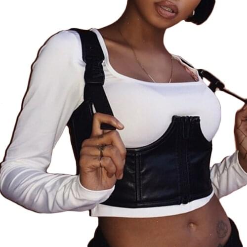 Women Push Up Bustiers Corset Underbust Gothic PU Leather Crop Tops Waist Corset Female Travel Girdle Body Shaper Clubwear