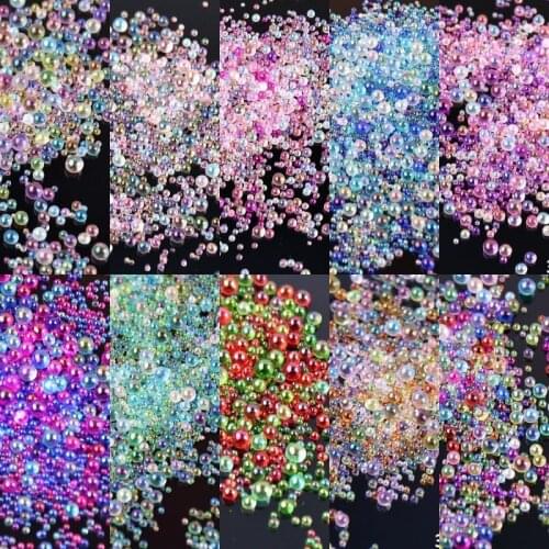 10g/Pack Mini Bubble Ball Caviar Beads Mixed 0.6-3mm Tiny Beads For Glass Globe Silicon Mold Filler Charms 3D Nail DIY Craft