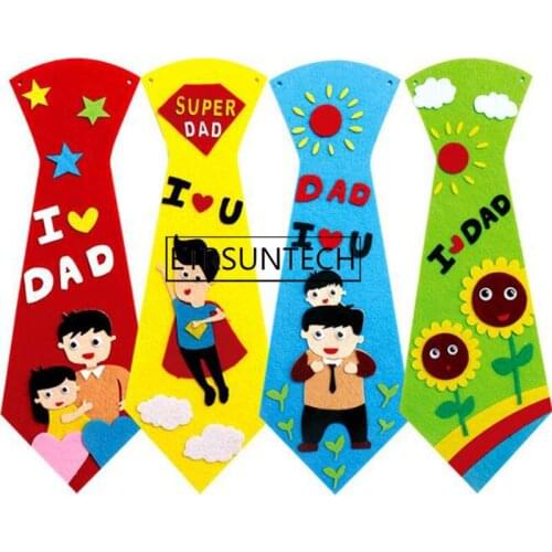 100pcs Creative Crafts DIY Ties Kindergarten Children Kids Handmade Fathers Day Gift Material Package Party Decoration