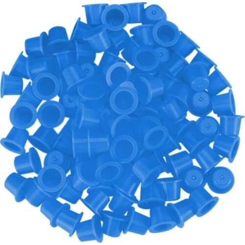 100pcs Plastic Yellow Blue Small Number Permanent Makeup Tattoo Ink Cups Pigment Caps Tattoos Color Cup Accessories