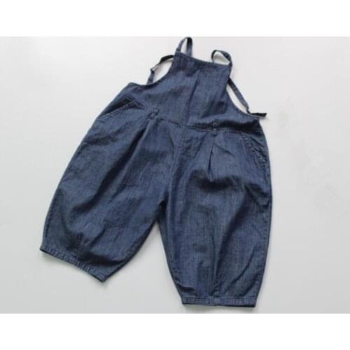 2021 New Stlye Girls Boys Denim Overalls Summer Cotton Fashion Kids Pants 1-6t CY725