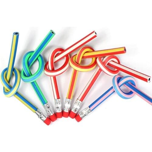 3Pcs Colorful Magic Bendy Flexible Soft Pencil With Eraser Stationery Student Pencils For Kids Writing Gift School Office Supply