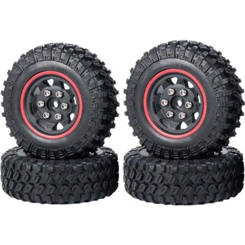 4PCS 49*18mm Beadlock Micro Crawler Wheel Rims Tires Set for 1/24 RC Crawler Car Axial SCX24 90081