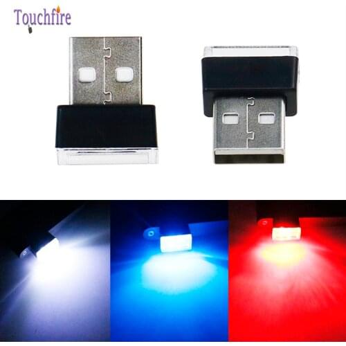 6Pcs 5V USB LED Atmosphere Lights Decorative Car Lamp Emergency Pathway Lighting PC Portable Red/Blue/White Universal Car