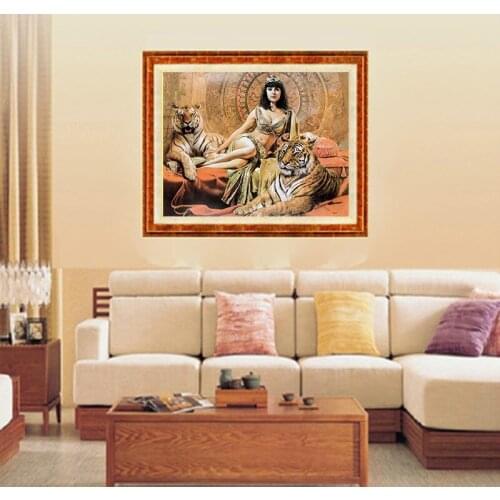Diamond Embroidery Diy Diamond Painting Cross Stitch Kits Diamond Mosaic Woman and tiger Full Square Diamond Embroidery RS057