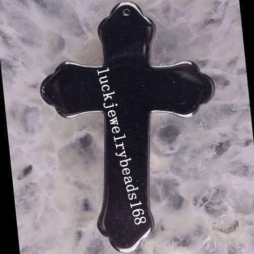 Free Shipping 34x49x4mm Black Non-Magnetic Hematite Cross Pendant Bead 1Pcs FC1891