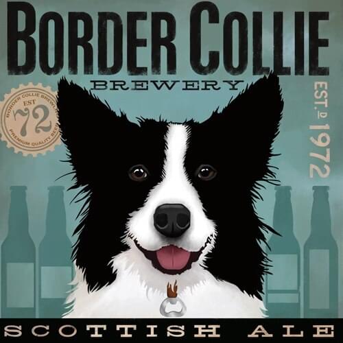 Free shipping modern cartoon border collie dog oil painting canvas painting prints printed on canvas wall art decoration picture