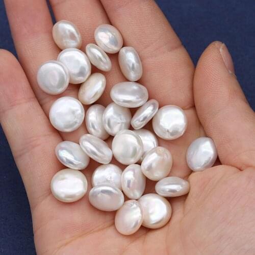 1PC Natural Freshwater Pearl Beads 10-11mm No Hole Button Shape Pearl Loose Beads for DIY Necklace Bracelet Jewelry Accessories