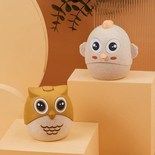 Cartoon Owl Chick Pattern Toothpick Holder Dustproof Wheat Straw Decorating Toothpick Case for Home Table Decoration